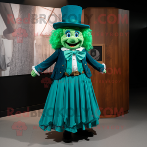 Cyan Leprechaun maskotdräkt...