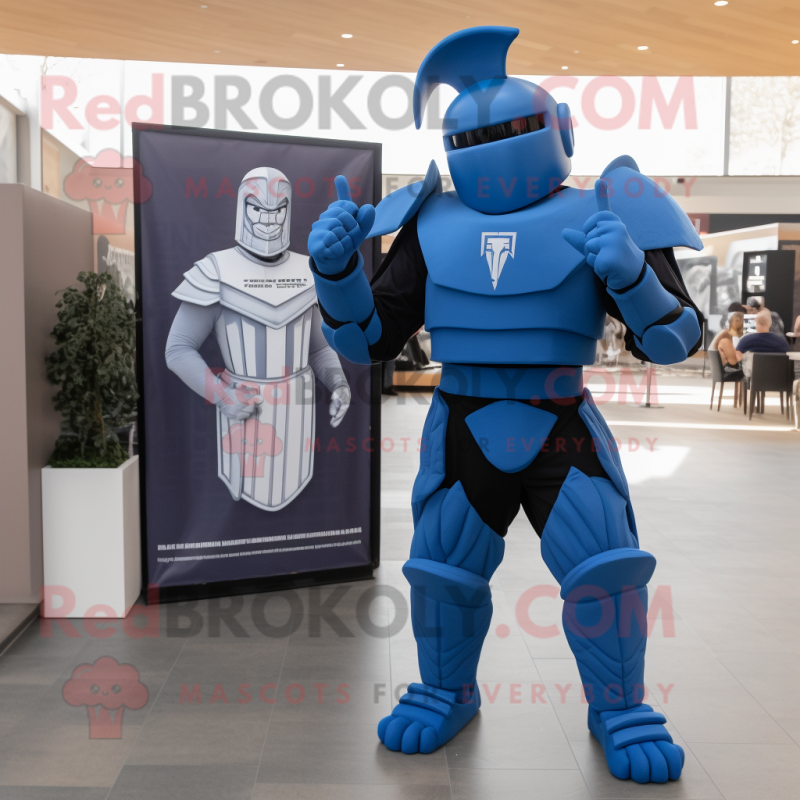 Sky Blue Spartan Soldier mascot costume character dressed with a