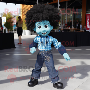 Black Irish Dancer mascot costume character dressed with a Chambray Shirt and Pocket squares