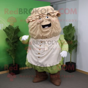 Beige Corned Beef And Cabbage mascot costume character dressed with a Poplin Shirt and Cufflinks