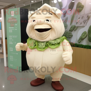 Beige Corned Beef And Cabbage mascot costume character dressed with a Poplin Shirt and Cufflinks