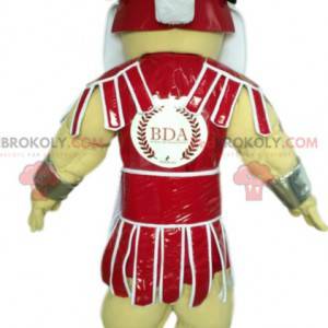 Romeinse krijger mascotte in harnas. Warrior kostuum. -