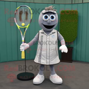 Grå tennisketcher maskot...