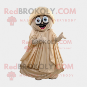 Tan American Football Helmet mascot costume character dressed with a Ball Gown and Shawls