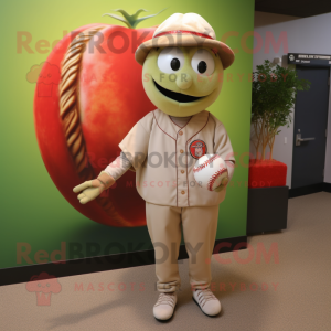 Beige tomat maskot kostume...