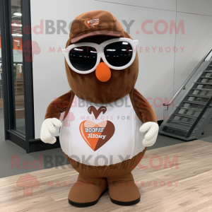 Brown Heart mascot costume character dressed with a Midi Dress and Sunglasses