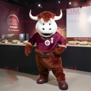 Maroon Beef Stroganoff mascot costume character dressed with a Rash Guard and Earrings