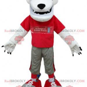 Isbjørnemaskot med rød trøje. Bear kostume - Redbrokoly.com