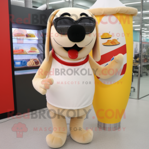 Beige Hot Dogs maskot...