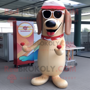 Beige Hot Dogs maskot drakt...