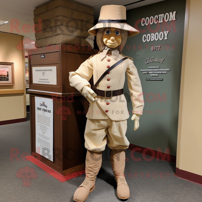 Beige Civil War Soldier mascot costume character dressed with a Corduroy Pants and Anklets