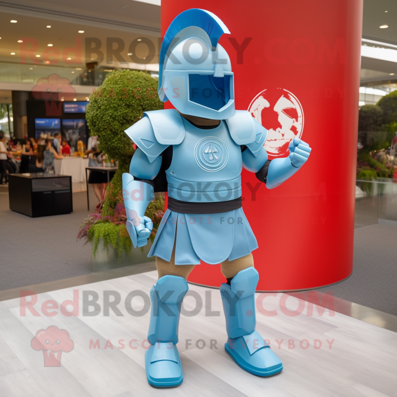 Sky Blue Spartan Soldier mascot costume character dressed with a Leggings  and Earrings - Mascot Costumes -  Sizes L (175-180CM)