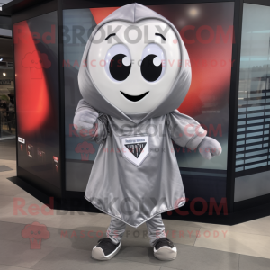 Silver Heart mascot costume character dressed with a Hoodie and Tie pins