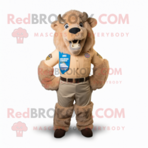 Beige Bison mascot costume character dressed with a Vest and Cummerbunds