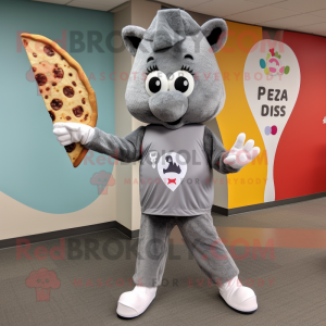 Grey Pizza Slice maskot...