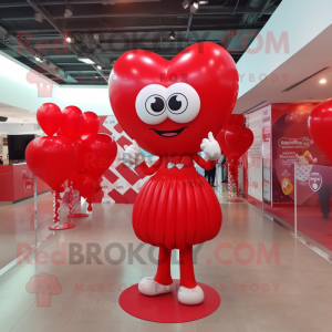 Personaje de disfraz de mascota de globos en forma de corazón
