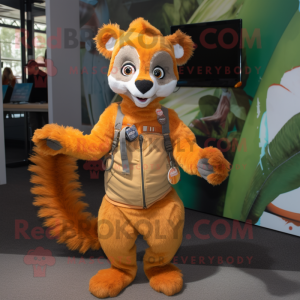 Orange Lemur maskot kostume...