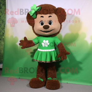 Brown Bunch Of Shamrocks mascot costume character dressed with a Polo Tee and Shoe clips