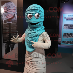 Cyan Mummy mascotte kostuum...