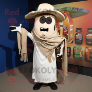 Beige Fajitas mascot costume character dressed with a Vest and Scarf clips