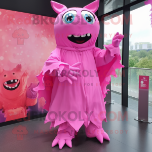 Pink Dæmon maskot kostume...