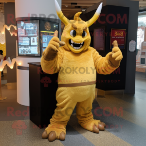 Gold Demon maskot kostume...