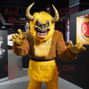 Gold Demon maskot drakt...