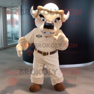 Beige Buffalo maskot kostym...