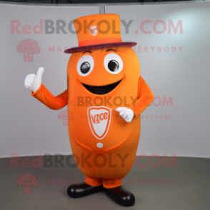 Orange Soda Can mascot costume character dressed with a V-Neck Tee and Pocket squares