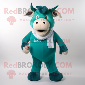 Teal Bull maskot drakt...