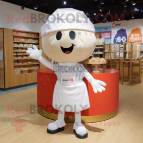 Cream Meatballs mascot costume character dressed with a Poplin Shirt and Headbands