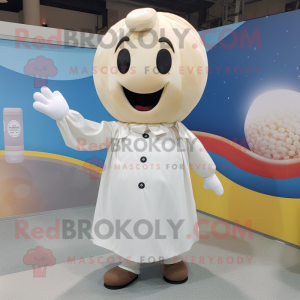 Cream Meatballs mascot costume character dressed with a Poplin Shirt and Headbands