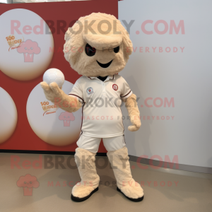 Beige Meatballs mascot costume character dressed with a Polo Shirt and Foot pads