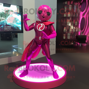 Magenta Superhelt maskot...