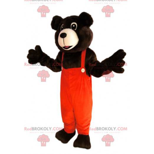 Brun bjørnemaskot med orange overall - Redbrokoly.com