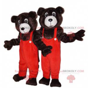Brun bjørnemaskot med orange overall - Redbrokoly.com