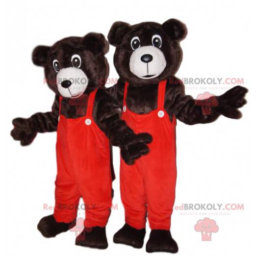 Brun bjørnemaskot med orange overall - Redbrokoly.com