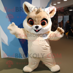 Beige Flying Squirrel mascot costume character dressed with a Poplin Shirt and Mittens