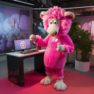 Pink Ram maskot kostym...