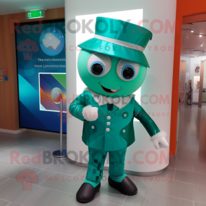 Turquoise Irish Flag mascot costume character dressed with a Suit and Wraps