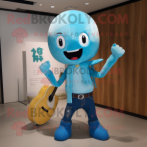 Cyan Miso Soup mascot costume character dressed with a Bootcut Jeans and Anklets