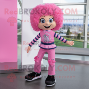 Pink Irish Dancing Shoes mascot costume character dressed with a Jeggings and Suspenders