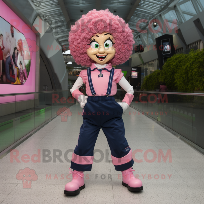 Pink Irish Dancing Shoes mascot costume character dressed with a Jeggings and Suspenders