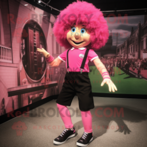 Pink Irish Dancing Shoes mascot costume character dressed with a Jeggings and Suspenders