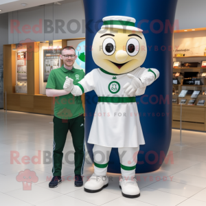 White Irish Flag mascot costume character dressed with a Oxford Shirt and Bracelet watches