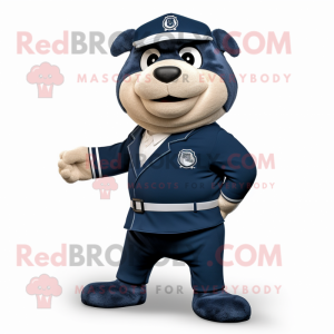 Navy Momentum mascot costume character dressed with a Sweater and Belts