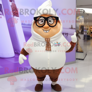 nan Ice Cream Cone mascot costume character dressed with a Capri Pants and Eyeglasses