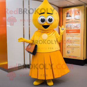 Geeloranje mascotte kostuum...