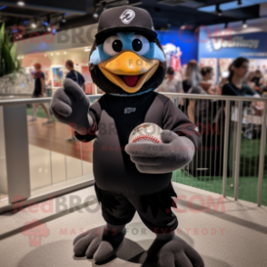 Black Dove mascot costume character dressed with a Baseball Tee and Bracelet watches