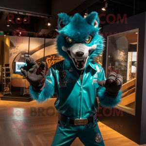 Teal Werewolf maskotdräkt...